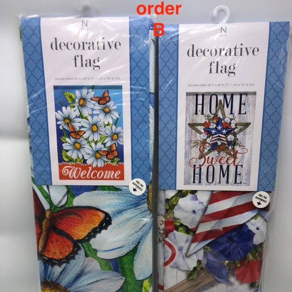 2 DECORATIVE FLAGS LARGE SIZE 28 X40 DOUBLE SIDED - Picture 2 of 14